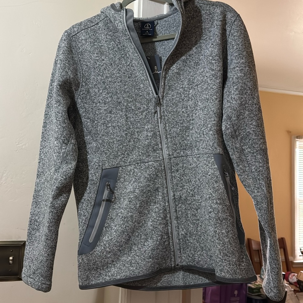 New Lands End men attic gray heather full zippered jacket.